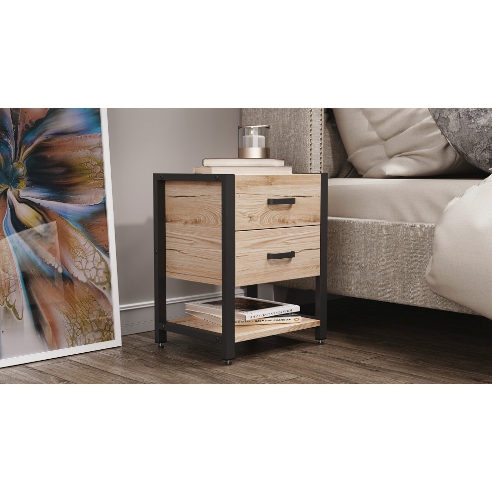 Тумба універсальна Ferrum-decor Вів'єн 2/1 50x41x40 чорний ДСП Дуб Сан-Марино 16мм (FRD-104172)