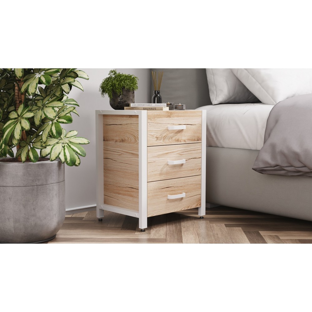 Тумба універсальна Ferrum-decor Вів'єн 3 50x41x40 білий ДСП Дуб Сан-Марино 16мм (FRD-104192)