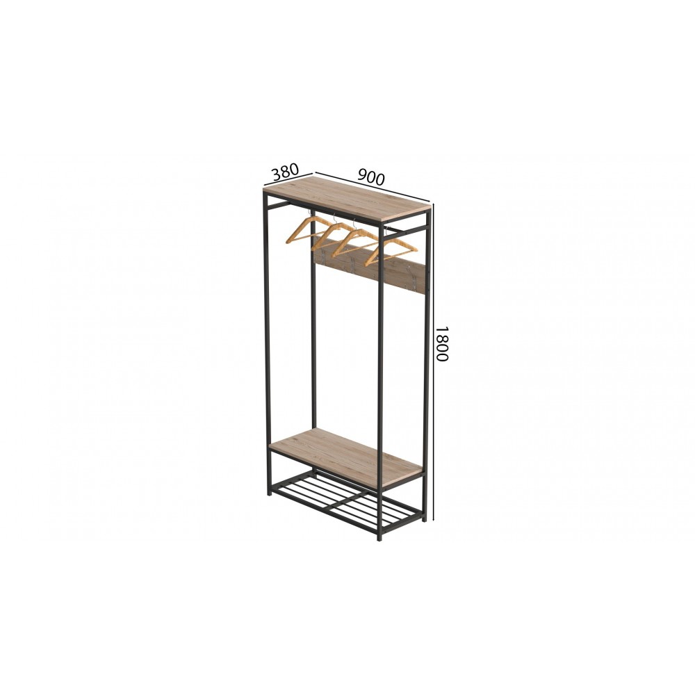 Вешалка напольная модульная Ferrum-decor Трелис 15 180x90x38 черный ДСП Дуб Сан-Марино 16мм (FRD-104362)