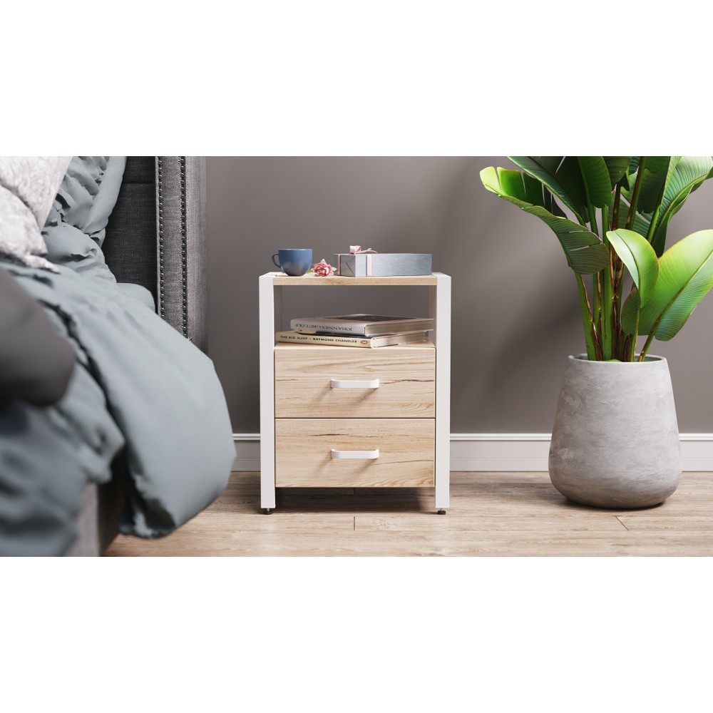 Тумба универсальная Ferrum-decor Вивьен 2/2 50x41x40 белый ДСП Дуб Сан-Марино 16мм (FRD-104162)