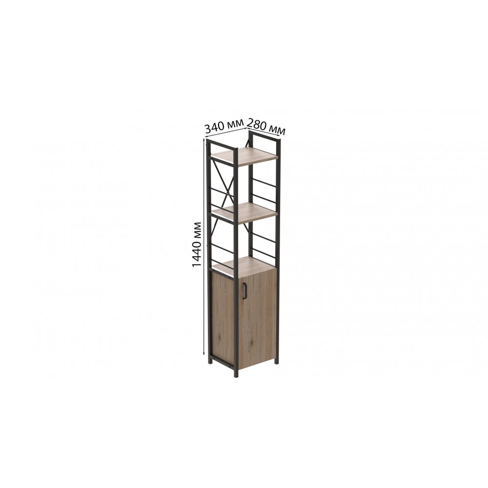 Этажерка 3/34 Ferrum-decor Серии Конект с тумбой 144x34x28 Черный ДСП Сан-Марино (FRD-104422)