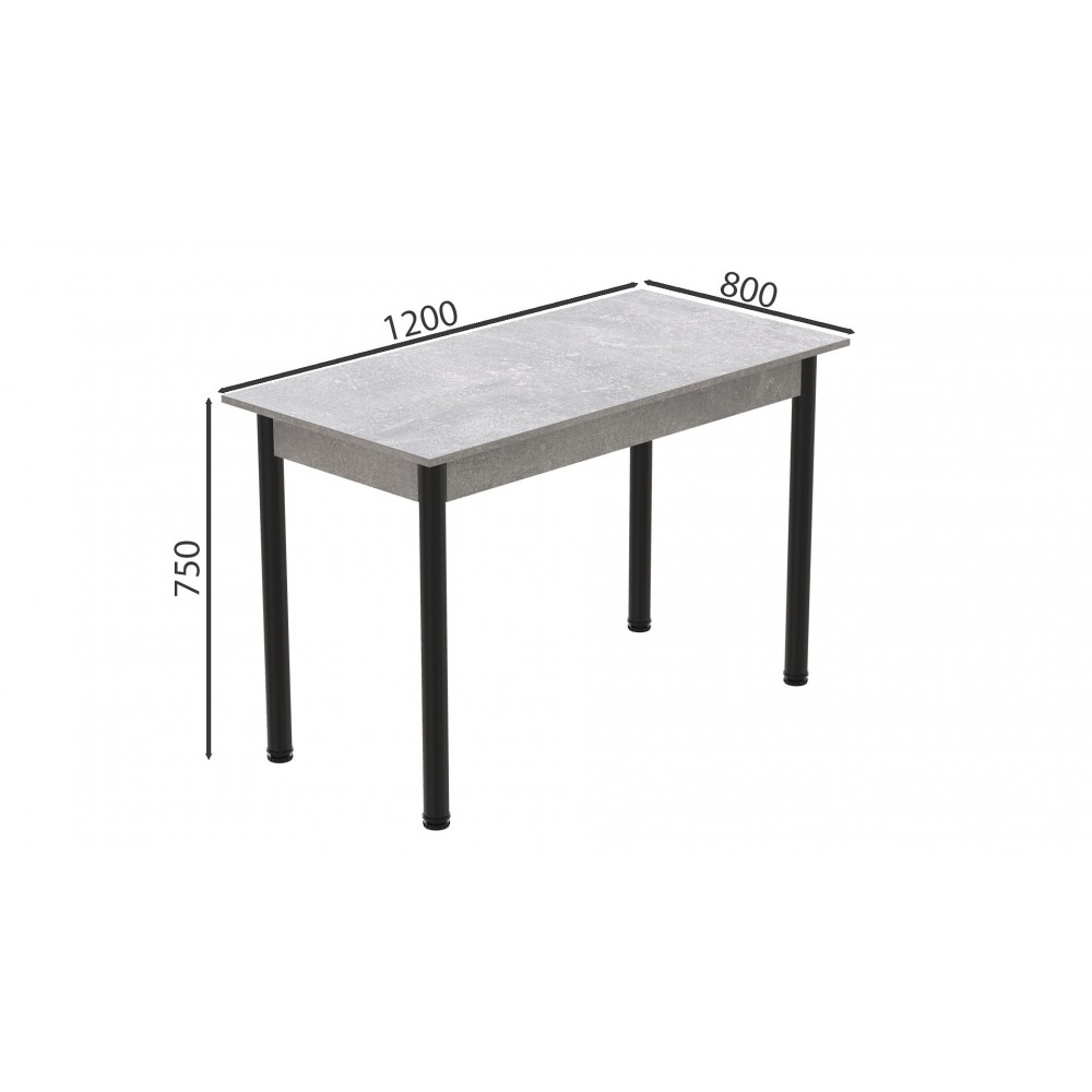 Стол кухонный Ferrum-decor Бенита 75x120x80 Черный ДСП Бетон 16мм (FRD-105572)