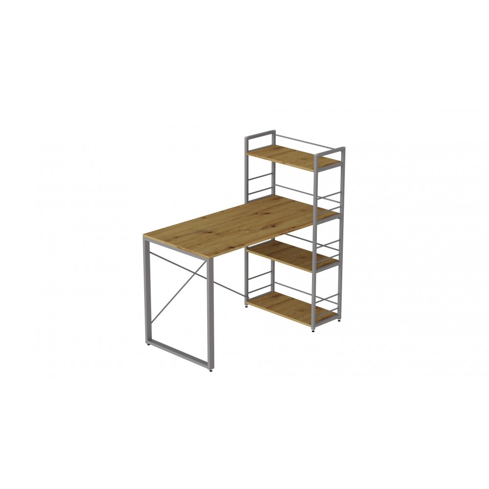 Письменный стол Ferrum-decor Серии Конект c этажеркой 75x120x60 серый ДСП Дуб Артизан 16мм (FRD-104232)