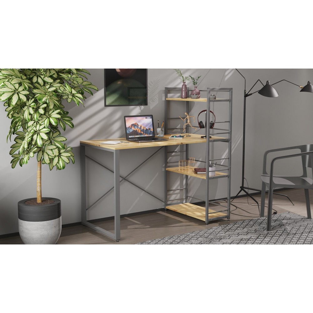 Письменный стол Ferrum-decor Серии Конект c этажеркой 75x120x60 серый ДСП Дуб Артизан 16мм (FRD-104232)