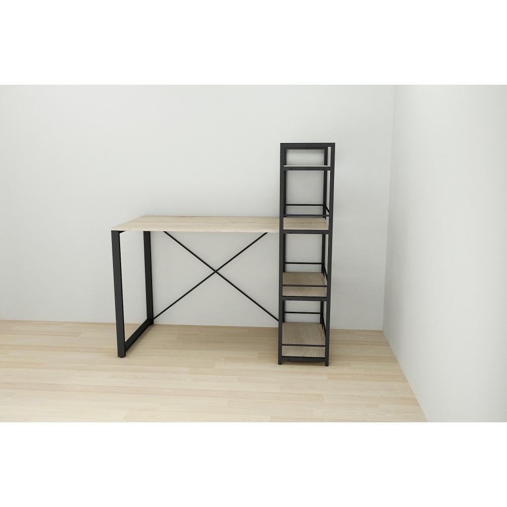 Письменный стол Ferrum-decor Серии Конект c этажеркой 75x120x600 черный ДСП Дуб Сонома 16мм (FRD-104222)