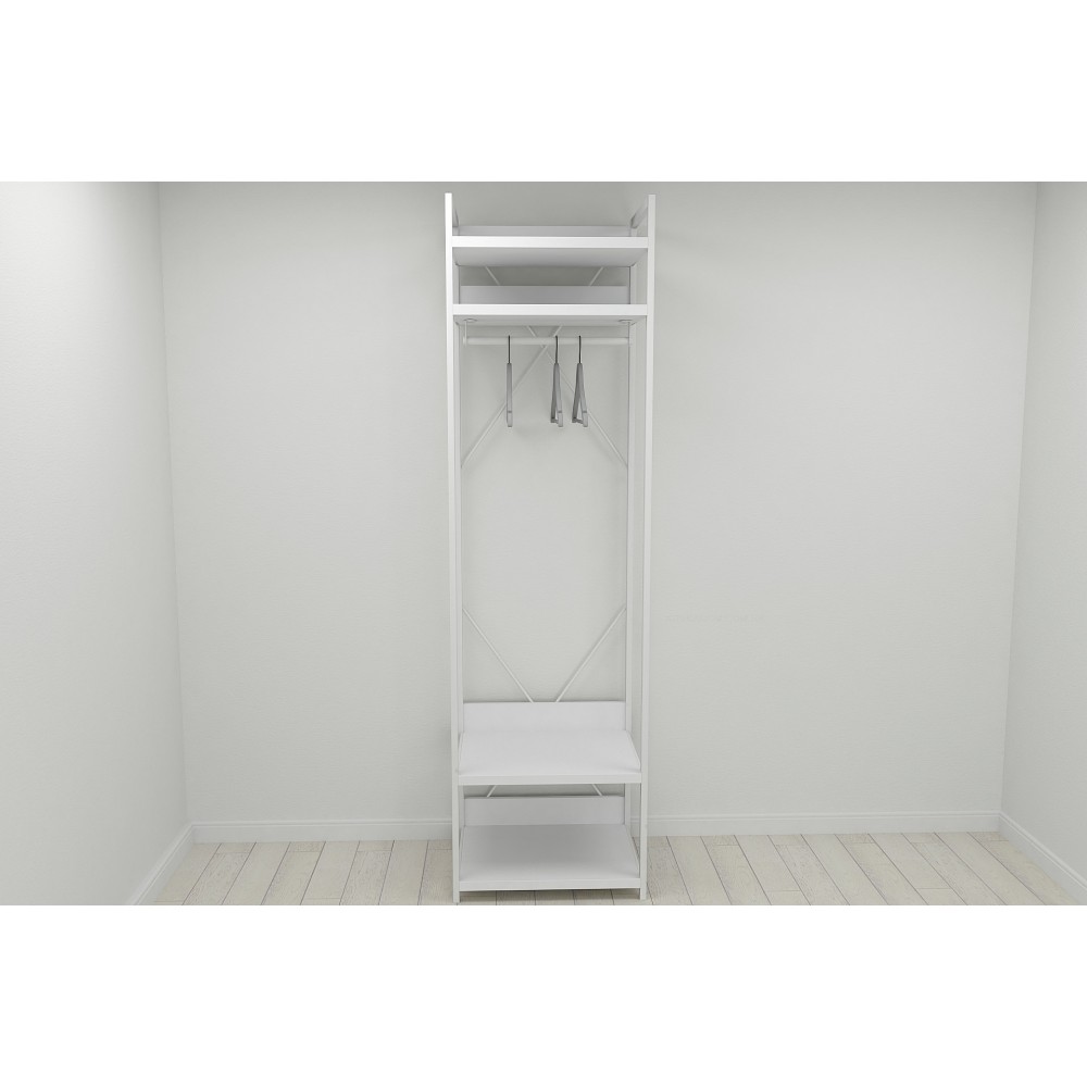 Шкаф Гардероб Уни секция 2 серии Конект Ferrum-decor 220x60x50см Белый металл ДСП Белый 32 мм (FRD-104543)