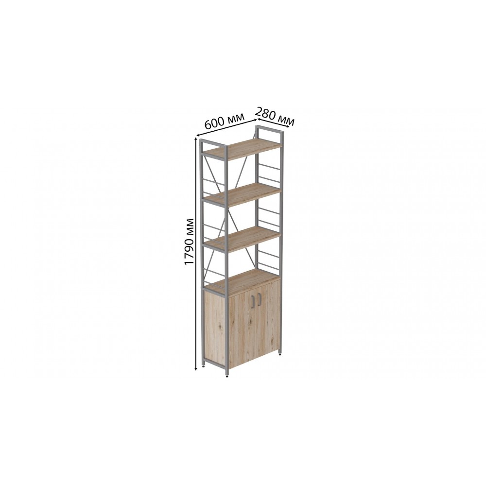 Этажерка 4/60 Ferrum-decor Серии Конект с тумбой 179x60x28 Серый ДСП Сан-Марино (FRD-102478)