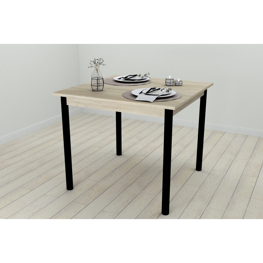 Кухонний стіл Ferrum-decor Агата 75x90x90 Чорний ДСП Сонома 16мм (FRD-106264)