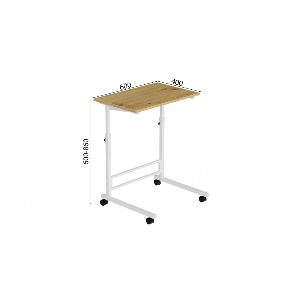 Стол приставной Ferrum-decor Амиго 62x60x40 металл Белый ДСП Дуб Артизан 16мм (FRD-102538)