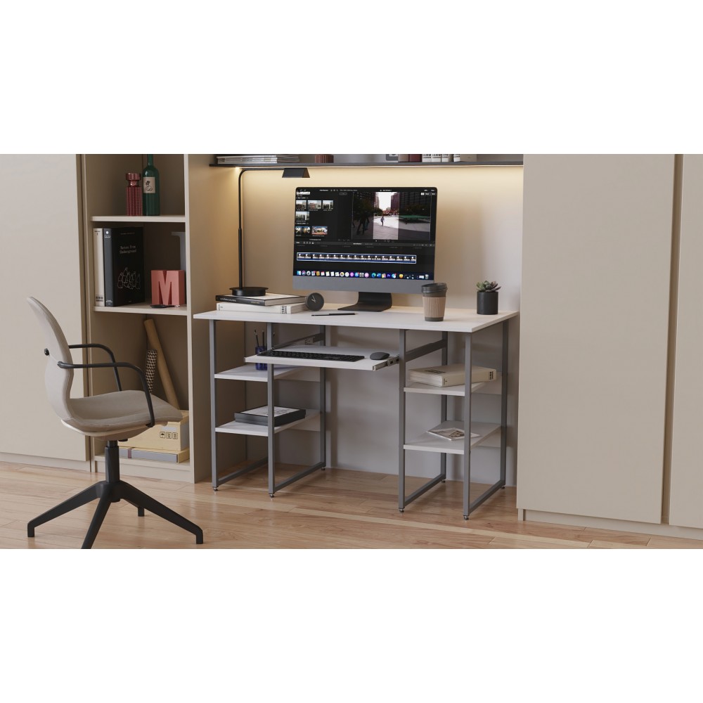 Письменный стол Ferrum-decor Тим 75x120x60 серый ДСП Белое 16мм (FRD-102458)
