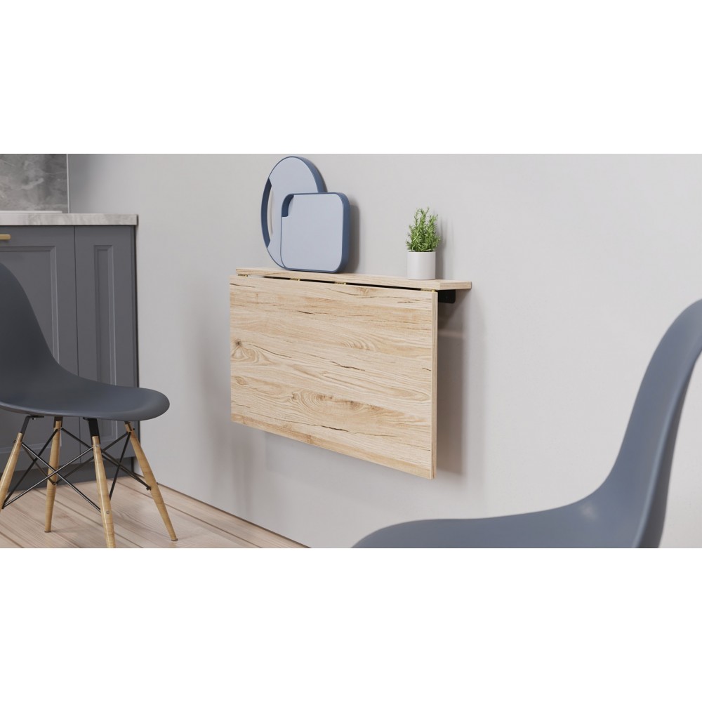 Обеденный стол-трансформер Ника настенный Ferrum-decor 420x900x500 Черный металл ДСП Дуб Сан-Марино 16 мм (FRD-105165)