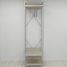 Шафа Гардероб Уні секція 1 серії Конект Ferrum-decor 220x60x50см Сірий метал ДСП Дуб Сонома 32 мм (FRD-104505)