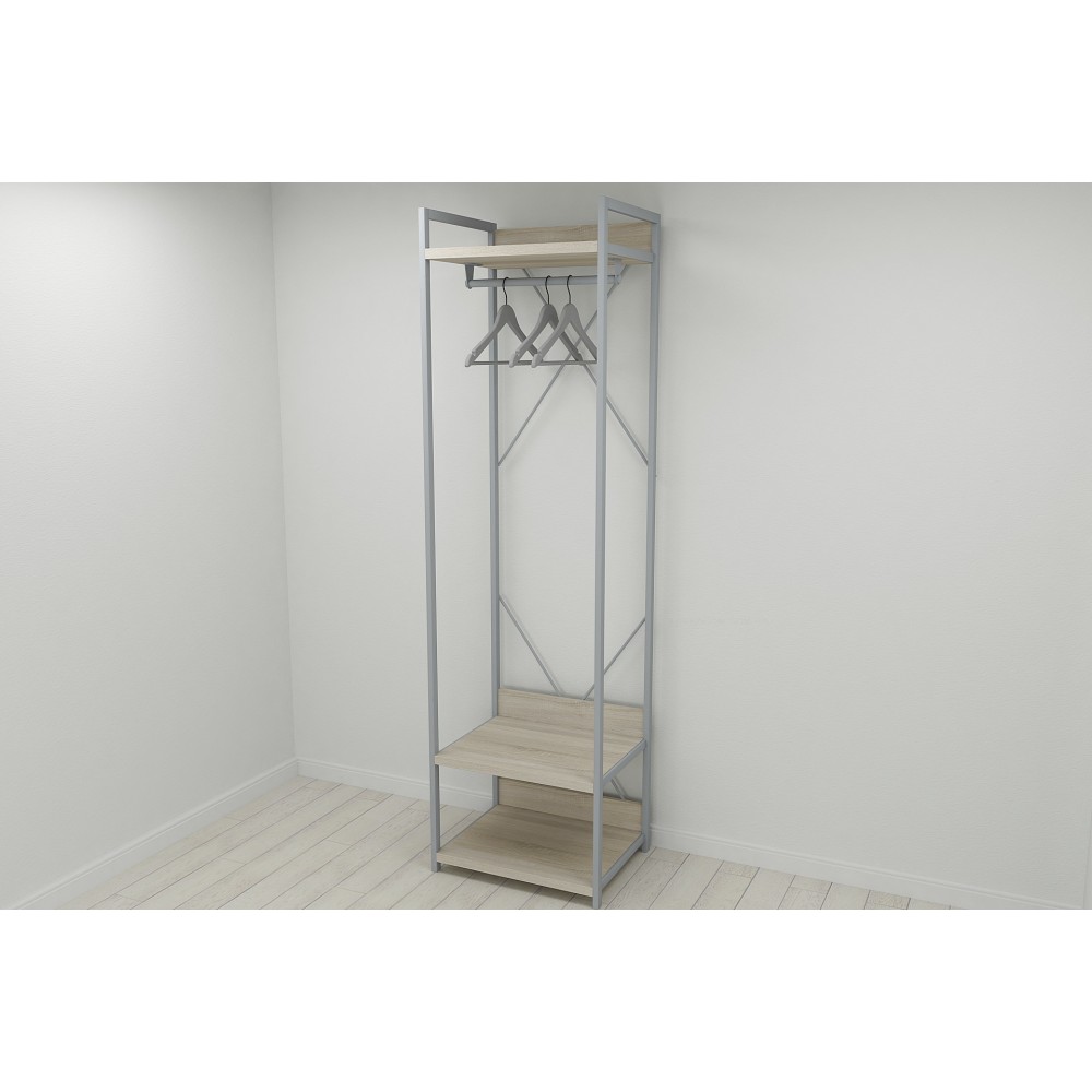 Шафа Гардероб Уні секція 1 серії Конект Ferrum-decor 220x60x50см Сірий метал ДСП Дуб Сонома 32 мм (FRD-104505)