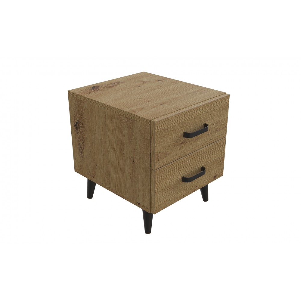 Тумба Віва 2 на конусних ніжках Ferrum-decor 41x35x40 Чорний метал ДСП Дуб Артизан 16 мм (FRD-106816)