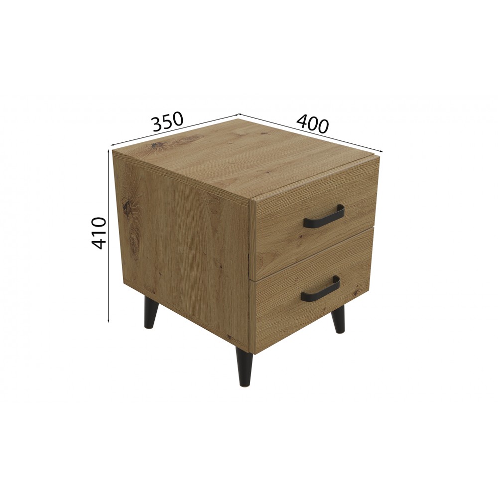 Тумба Віва 2 на конусних ніжках Ferrum-decor 41x35x40 Чорний метал ДСП Дуб Артизан 16 мм (FRD-106816)