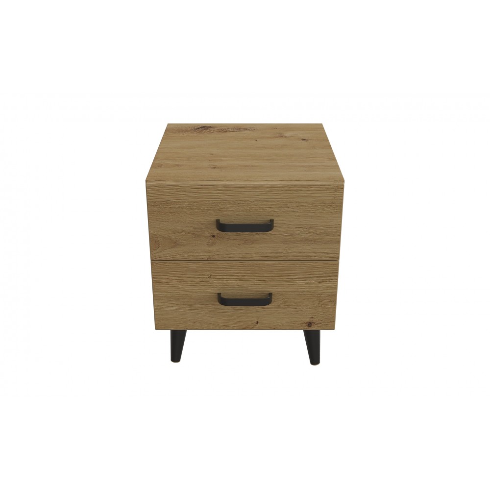 Тумба Віва 2 на конусних ніжках Ferrum-decor 41x35x40 Чорний метал ДСП Дуб Артизан 16 мм (FRD-106816)