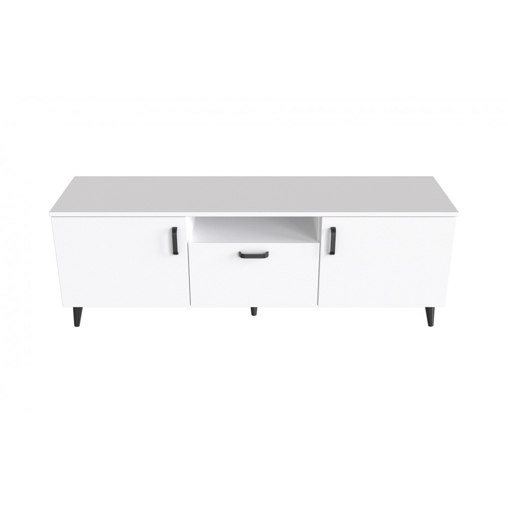 Тумба Лэстер на конусных ножках Ferrum-decor 48x139x38 Черный металл ДСП Белый 16 мм (FRD-106807)