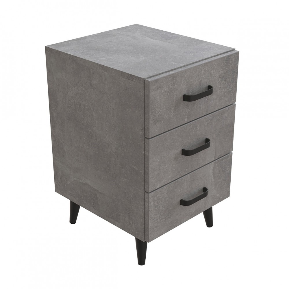 Тумба Віва 3 на конусних ніжках Ferrum-decor 56,5x35x40 Чорний метал ДСП Бетон 16 мм (FRD-106817)