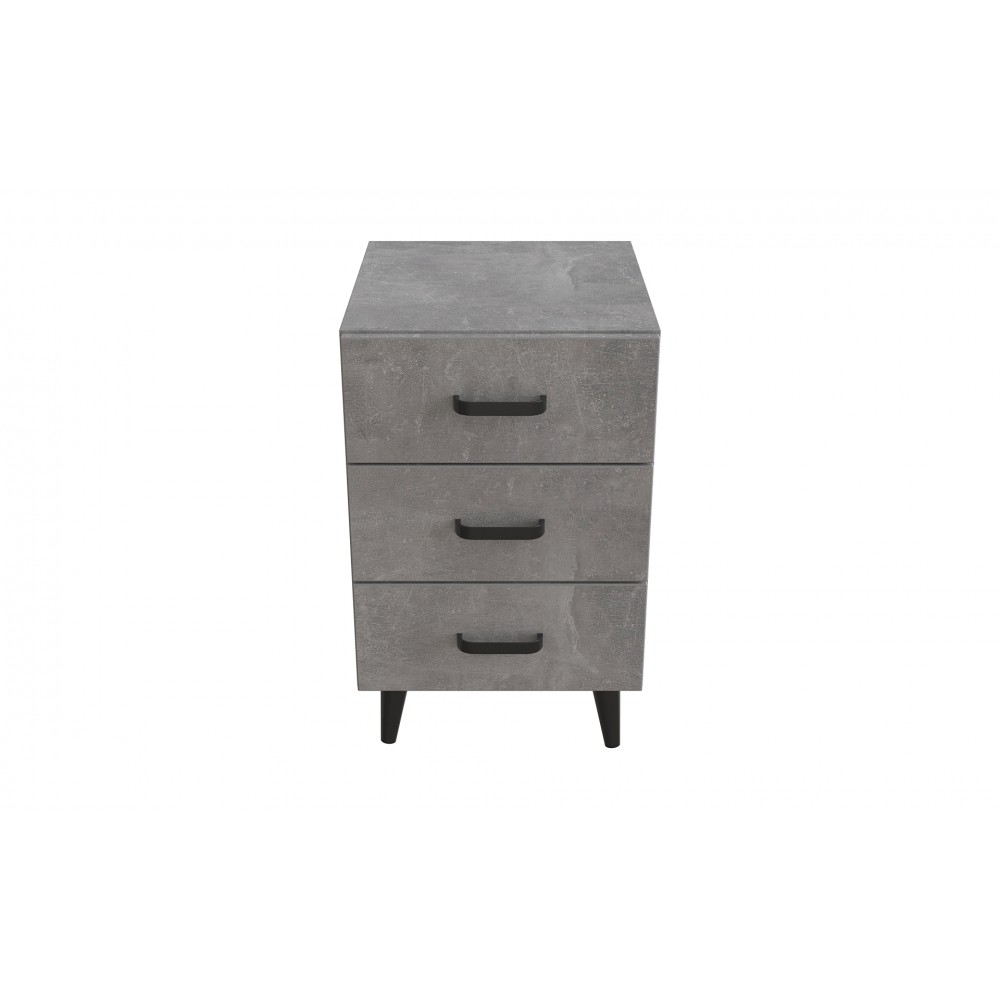Тумба Віва 3 на конусних ніжках Ferrum-decor 56,5x35x40 Чорний метал ДСП Бетон 16 мм (FRD-106817)