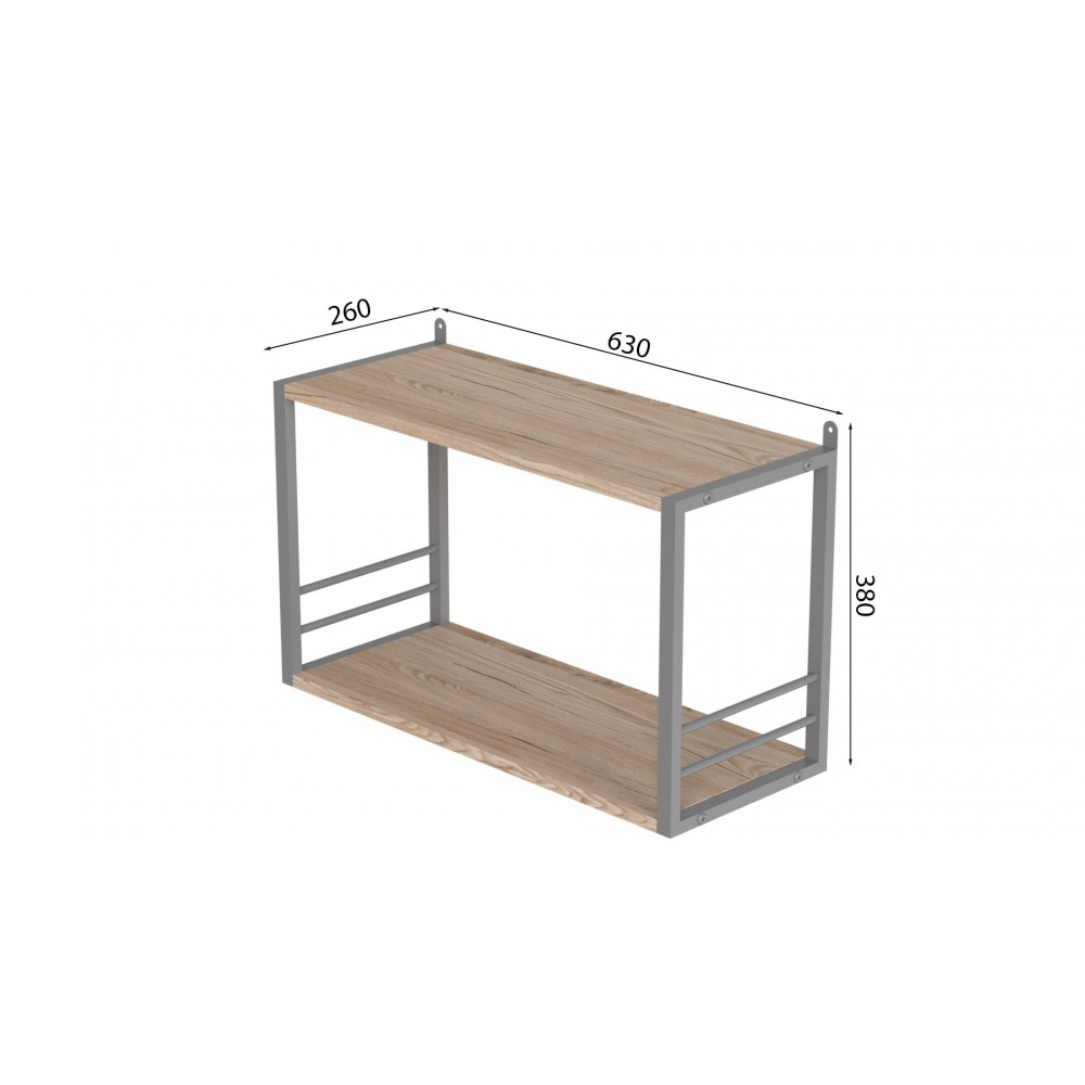 Книжкова полиця універсальна Ferrum-decor Стім 1 38x63x26 сірий ДСП Дуб Сан-Марино 16мм (FRD-104098)
