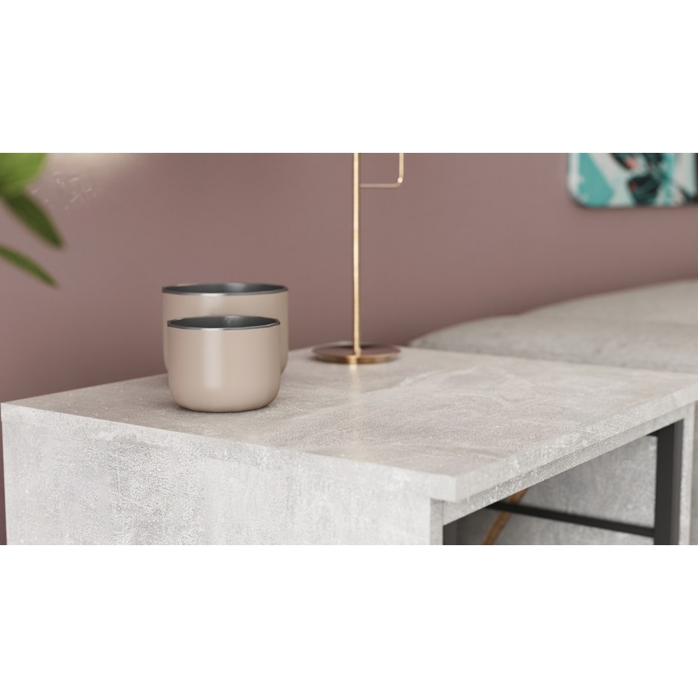 Стол-тумба трансформер Смарт 2/2 Ferrum-decor 750x1450x600 Черный металл ДСП Бетон 16 мм (FRD-105108)