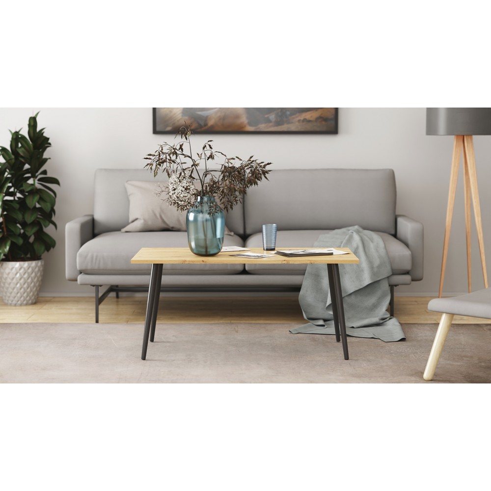 Стіл журнальний Монтана Ferrum-decor 45x100x50 Чорний метал ДСП Дуб Артизан 16 мм (FRD-106718)