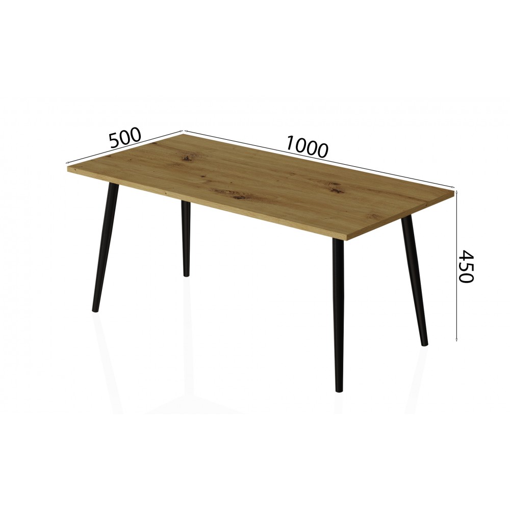 Стіл журнальний Монтана Ferrum-decor 45x100x50 Чорний метал ДСП Дуб Артизан 16 мм (FRD-106718)