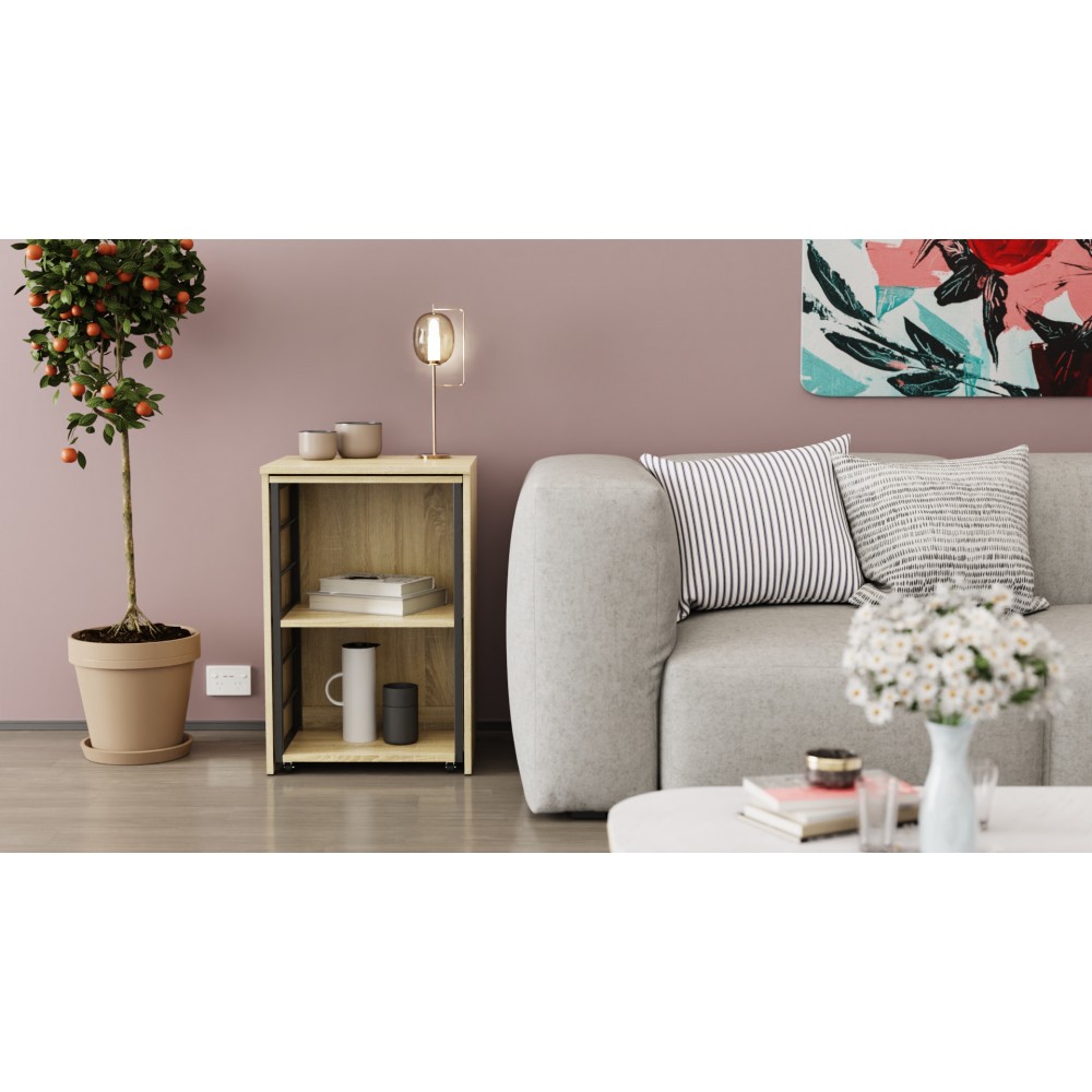 Стол-тумба трансформер Смарт 2/1 Ferrum-decor 750x1450x500 Черный металл ДСП Дуб Сонома 16 мм (FRD-105098)
