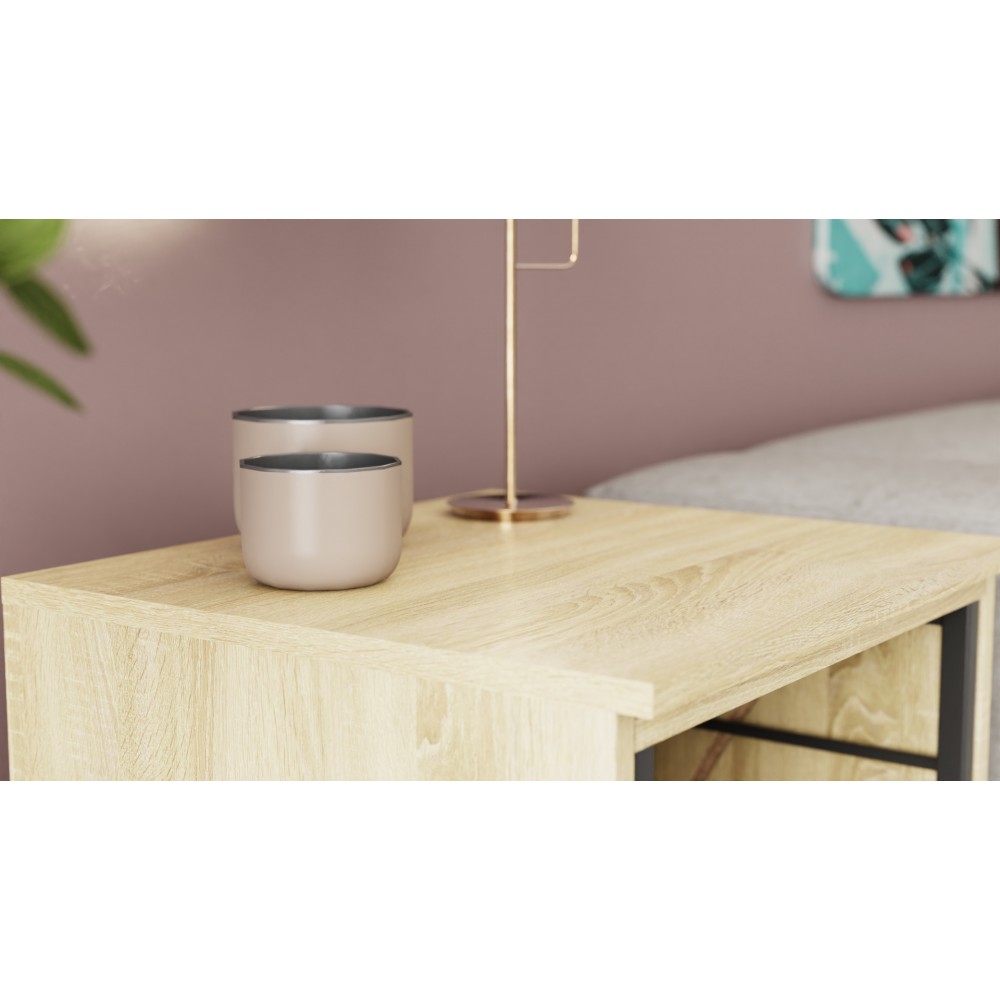 Стол-тумба трансформер Смарт 2/1 Ferrum-decor 750x1450x500 Черный металл ДСП Дуб Сонома 16 мм (FRD-105098)