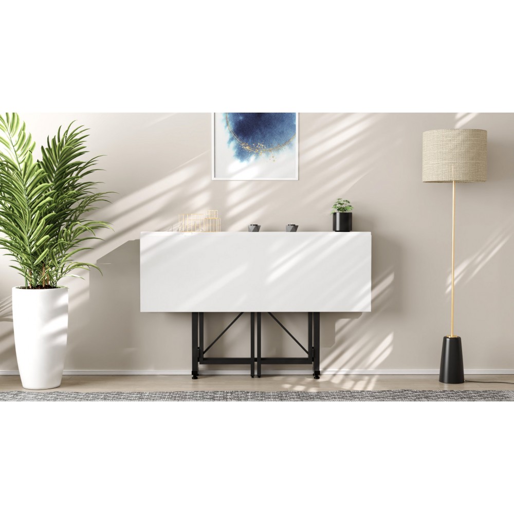 Стол-книжка трансформер Спайдер Ferrum-decor 750x1150x880 Черный металл ДСП Белое 16 мм (FRD-105088)