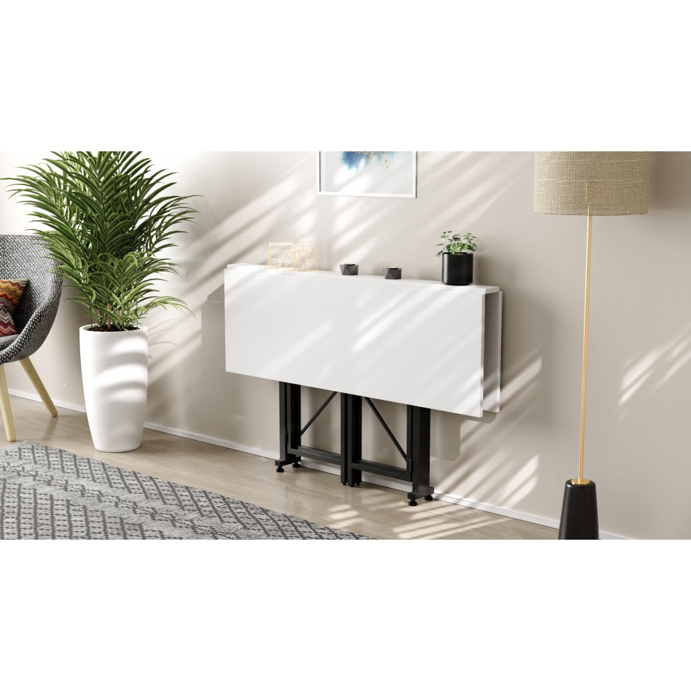 Стол-книжка трансформер Спайдер Ferrum-decor 750x1150x880 Черный металл ДСП Белое 16 мм (FRD-105088)