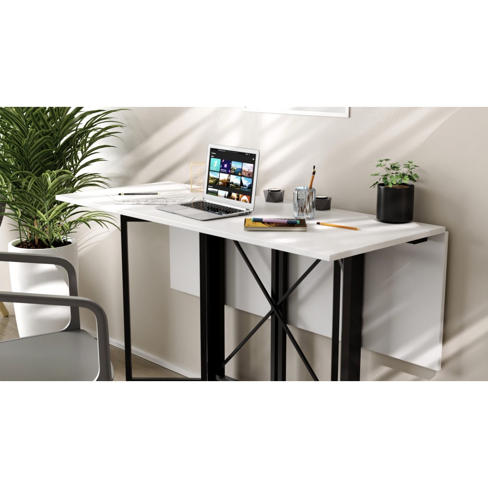 Стол-книжка трансформер Спайдер Ferrum-decor 750x1150x880 Черный металл ДСП Белое 16 мм (FRD-105088)