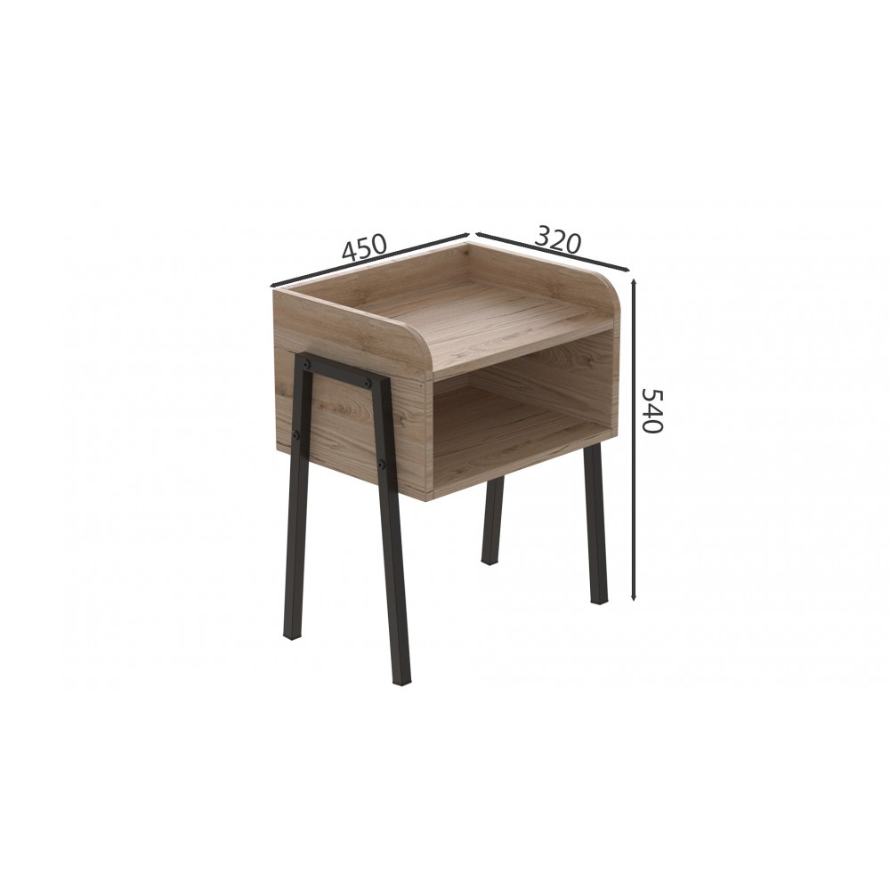 Тумба модульна Ferrum-decor Джузі 540x450x320 метал Чорний ДСП Дуб Сан-Марино 16 мм (FRD-102969)
