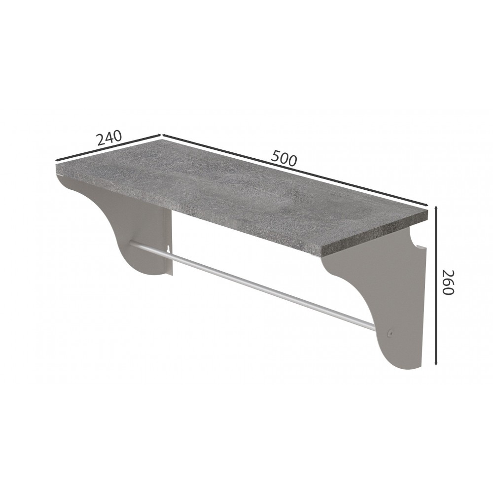Настінна полиця Ferrum-decor Комфі 260x500x240 метал Білий ДСП Бетон 16 мм (FRD-102729)