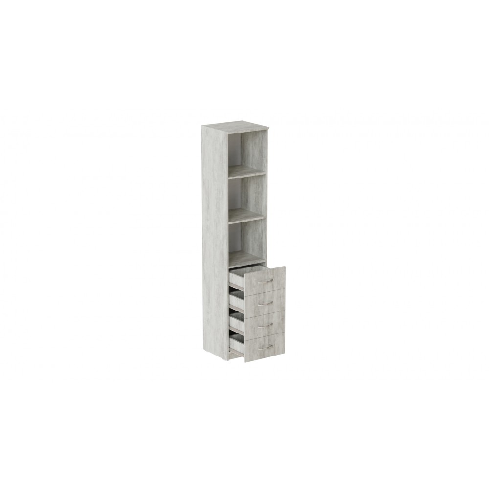 Пенал Анжело Ferrum-decor на 3 полиці з 4 шухлядами 1900x400x380 ДСП Бетон 16 мм (FRD-104929)