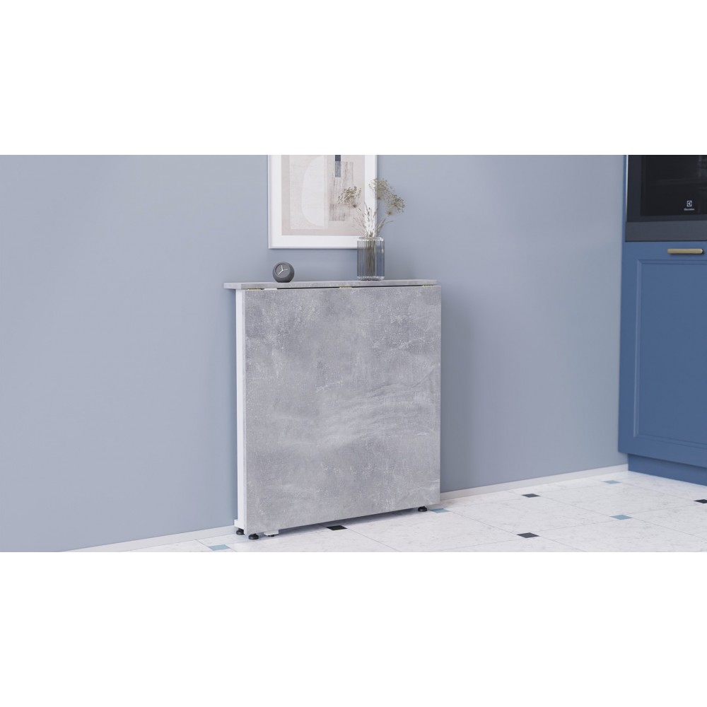 Стол-книжка трансформер Орион 1 Ferrum-decor 750x810x730 Белый металл ДСП Бетон 16 мм (FRD-104610)