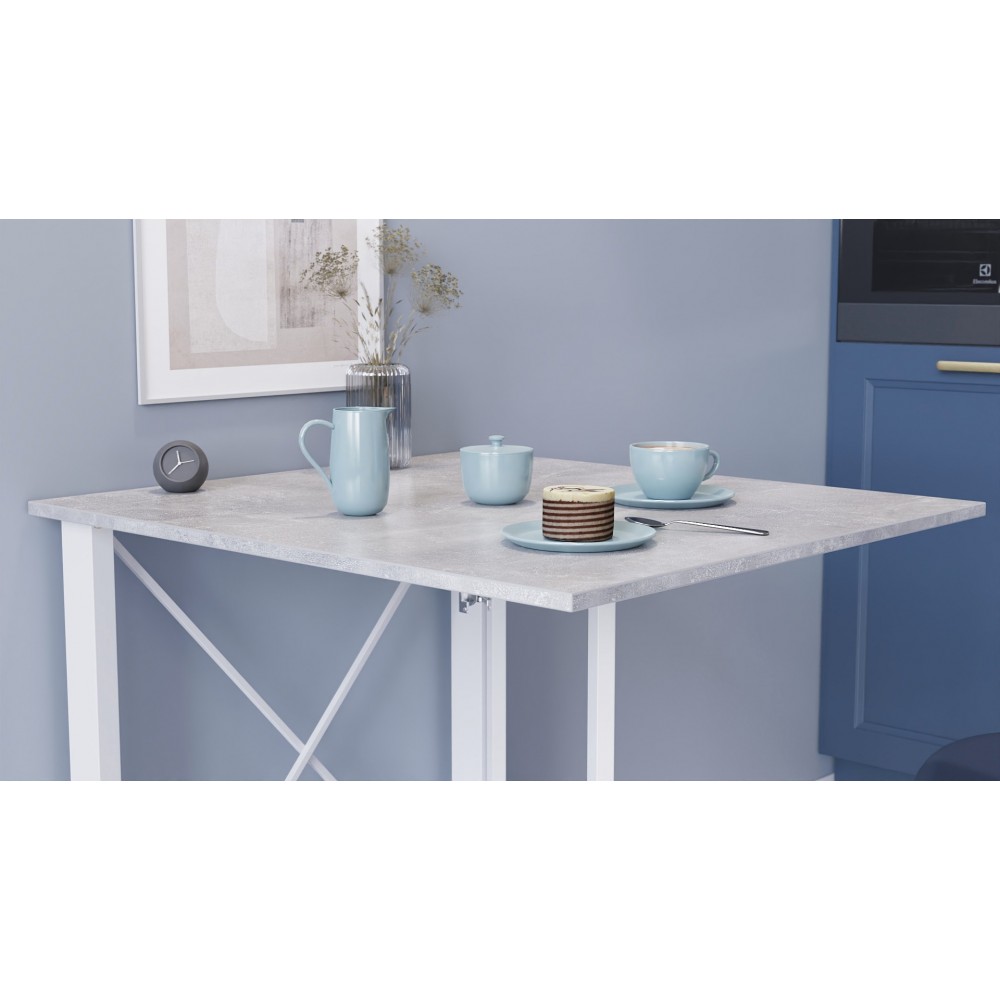 Стол-книжка трансформер Орион 1 Ferrum-decor 750x810x730 Белый металл ДСП Бетон 16 мм (FRD-104610)