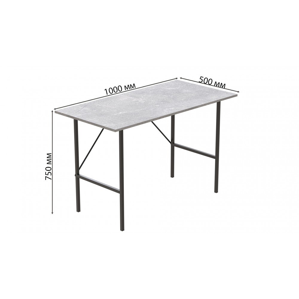 Стол письменный LINE Тайм Ferrum-decor 750x1000x500 Черный металл ДСП Бетон 16 мм (FRD-104870)