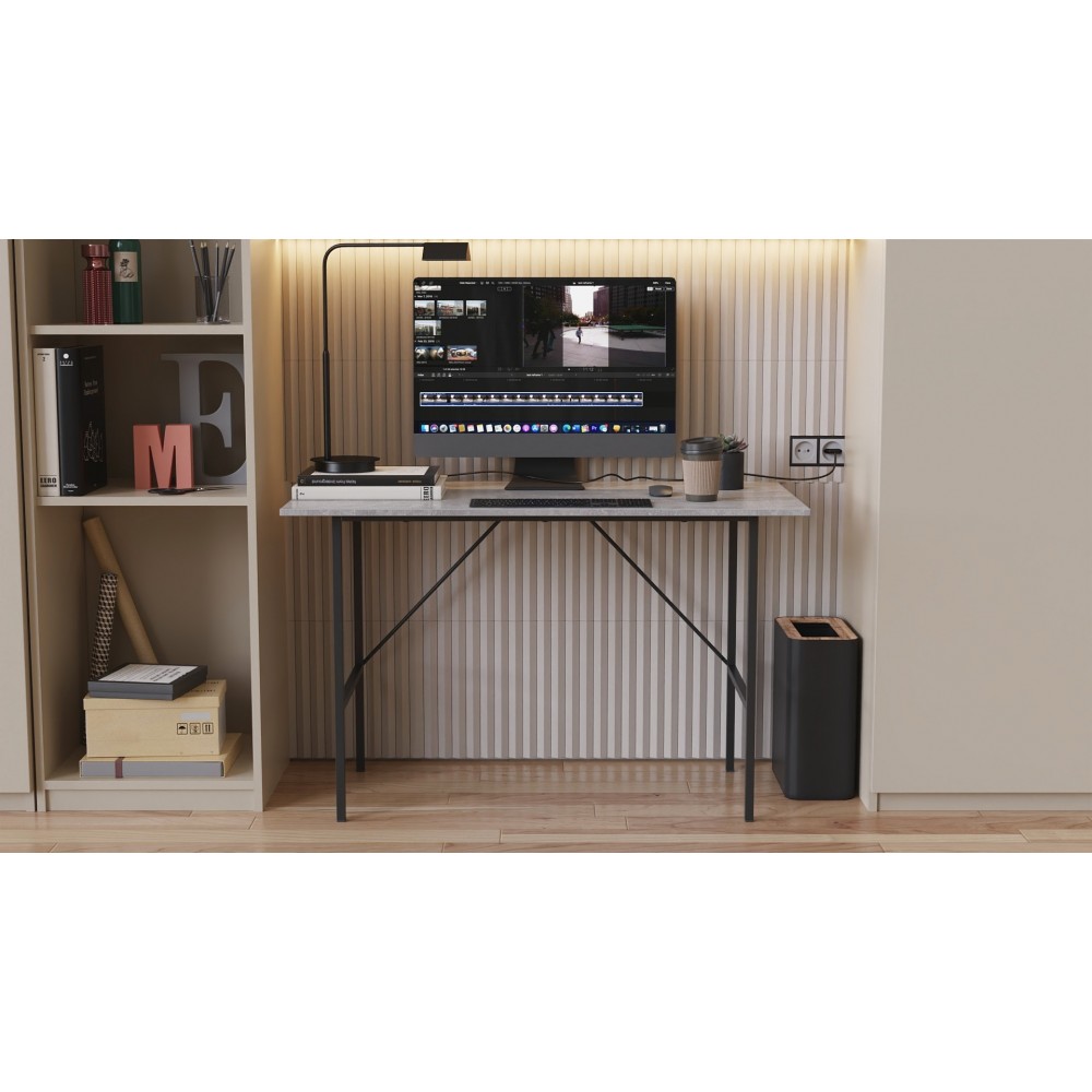 Стол письменный LINE Тайм Ferrum-decor 750x1000x500 Черный металл ДСП Бетон 16 мм (FRD-104870)