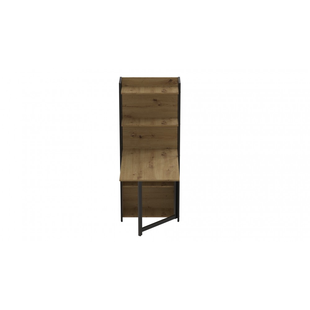 Стол книжка с этажеркой Практик 2 Ferrum-decor 1555x640x990 Черный металл ДСП Дуб Артизан 16 мм (FRD-104630)
