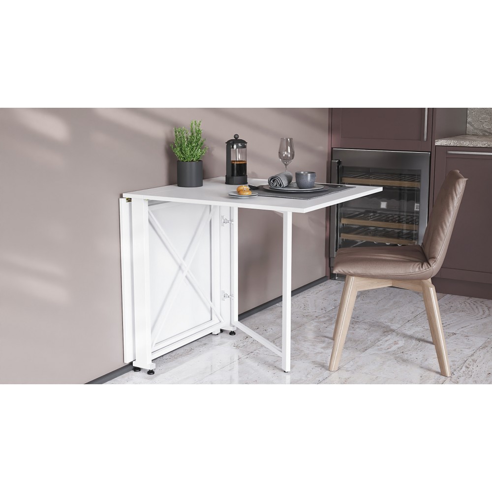 Стол-книга трансформер Орион 2 Ferrum-decor 750x1520x730 Белый металл ДСП Белое 16 мм (FRD-104590)