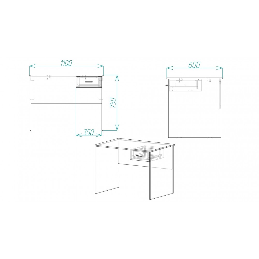 Стол компьютерный Бад Ferrum-decor 750x1100x600 ДСП Белое 16 мм (FRD-104752)