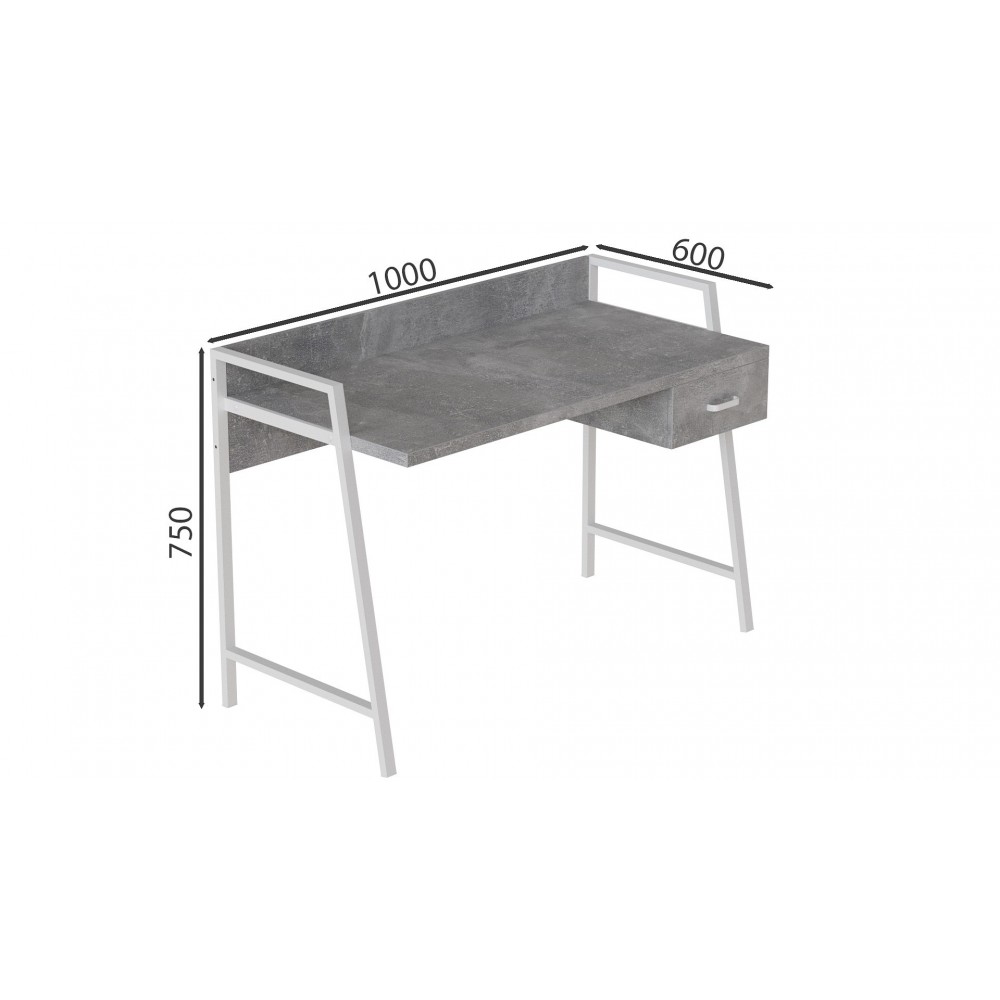 Письменный стол Ferrum-decor Комфорт 750x1000x600 Белый металл ДСП Бетон 32 мм (FRD-103442)