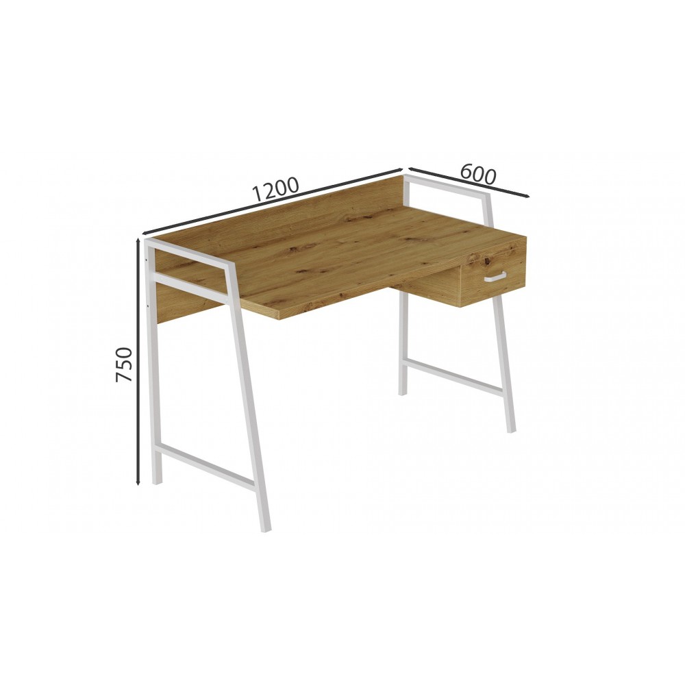Письменный стол Ferrum-decor Комфорт 750x1200x600 Белый металл ДСП Дуб Артизан 32 мм (FRD-103462)