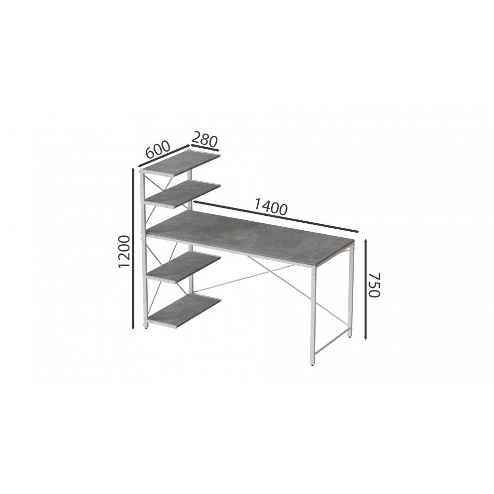 Компьютерный стол Ferrum-decor Джек 75x140x60 Белый ДСП Бетон (FRD-104413)