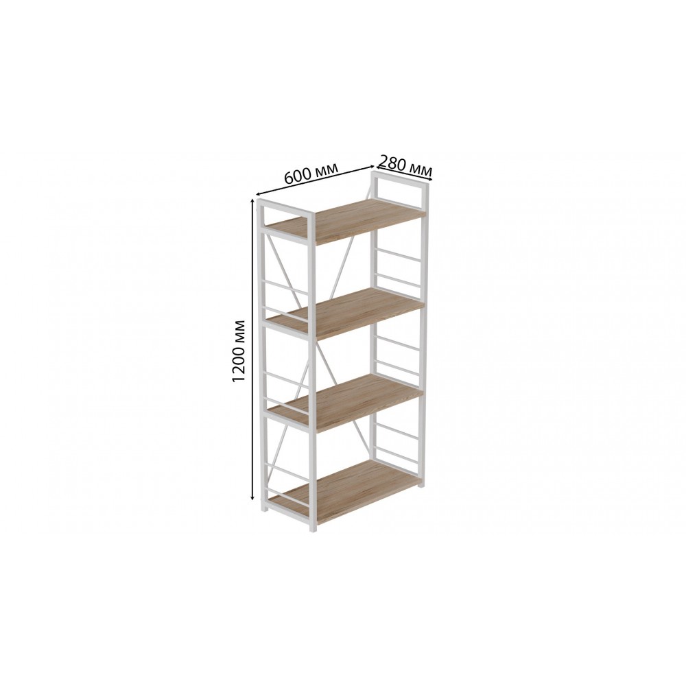 Этажерка 4/60 Ferrum-decor Серии Конект 120x60x28 белый ДСП Дуб Сан-Марино 16мм (FRD-104243)