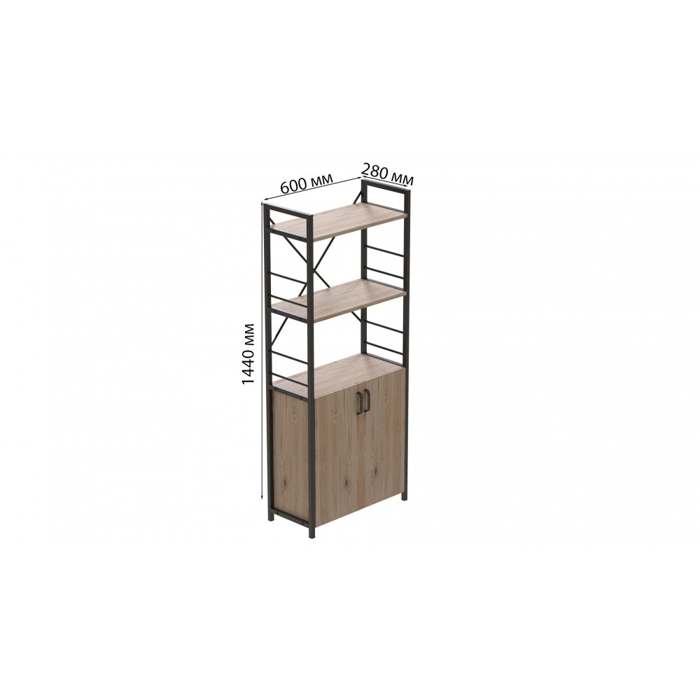 Этажерка 3/60 Ferrum-decor Серии Конект с тумбой 144x60x28 Черный ДСП Сан-Марино (FRD-104443)