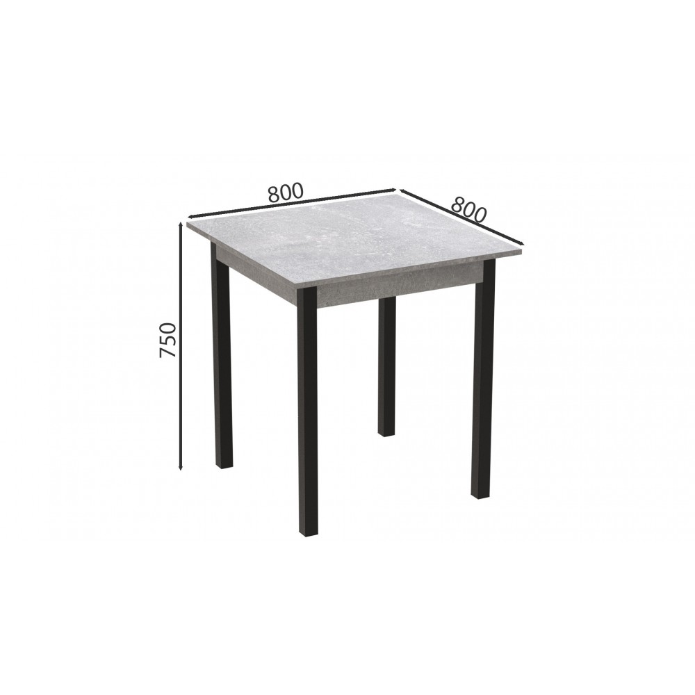 Стол кухонный Ferrum-decor Агата 75x90x90 Черный ДСП Бетон 16мм (FRD-105563)