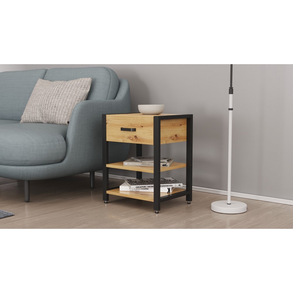 Тумба универсальная Ferrum-decor Вивьен 1/2 50x41x40 черный ДСП Дуб Артизан 16мм (FRD-104123)