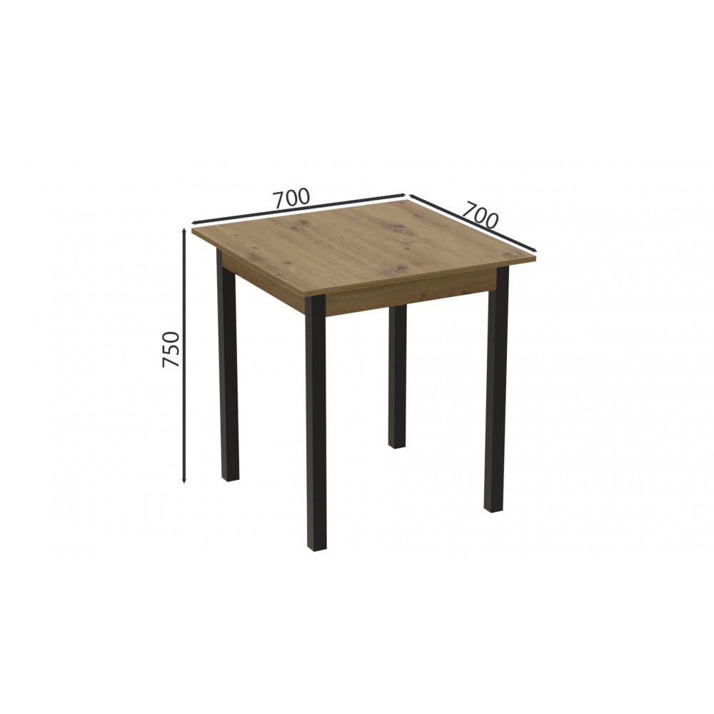 Стол кухонный Ferrum-decor Агата 75x70x70 Черный ДСП Дуб Артизан 16мм (FRD-105673)